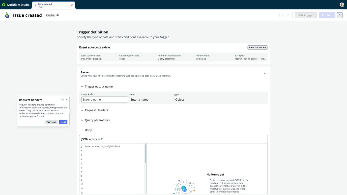 Frame 6 of 23 — “Request headers provide additional information about the request being sent to the server.” The same headers REST API–Async demanded,