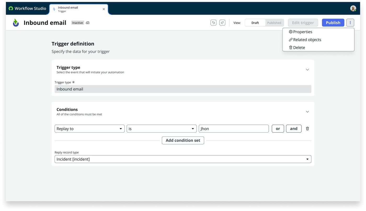 Frame 16 of 26 — The 3-dot menu carries the governance actions: Properties, Related objects, Delete.