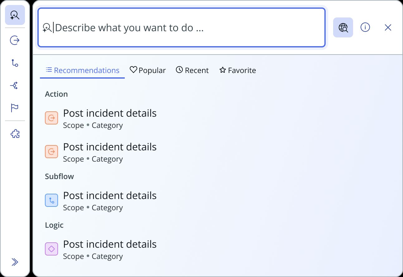 Frame 8 of 11 — AI search switched on. The natural-language prompt sits above the same Quick access structure rather than replacing it: additive, neve
