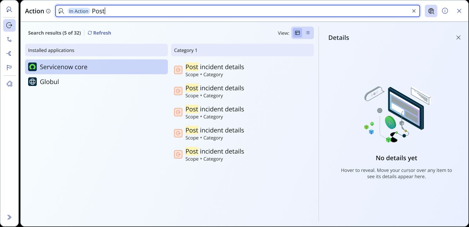Frame 9 of 11 — AI search with double-pane results and details open. Every state in the prop spec exists as a rendered screen, which is what made this