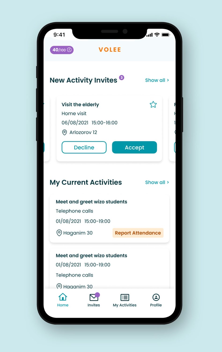 Volee mobile prototype