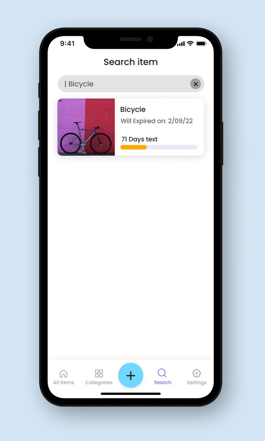 Final visual design, item detail
